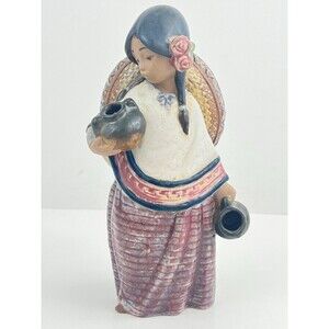 Lladro Gres Pepita 2140 Mexican Girl w Jugs Sombrero Retired Spain